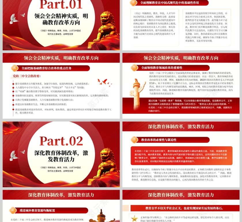 红色简约风党的二十届三中全会改革介绍PPT模板第2张