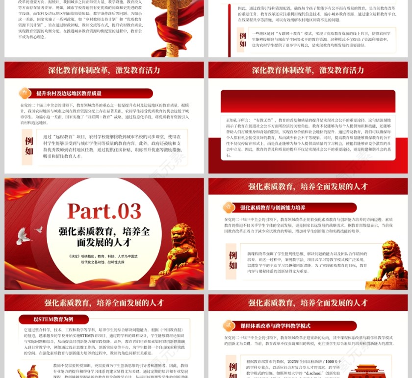 红色简约风党的二十届三中全会改革介绍PPT模板第3张