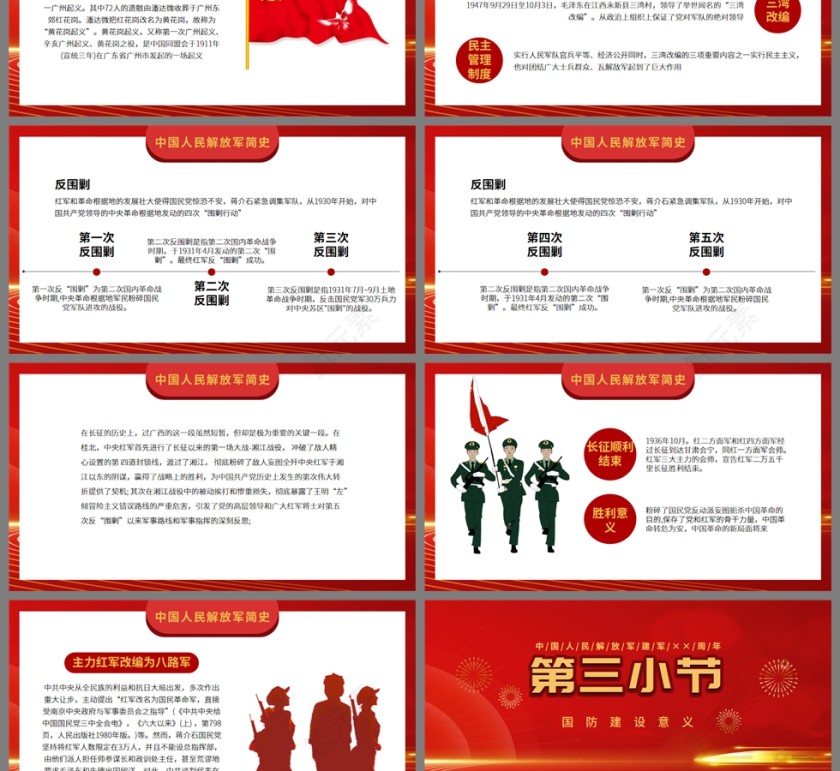 红色党政风热烈庆祝八一建军节专题课PPT模板第3张
