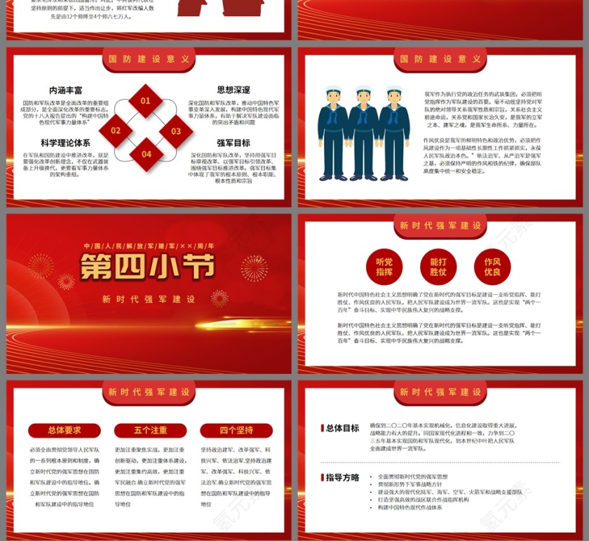 红色党政风热烈庆祝八一建军节专题课PPT模板第4张
