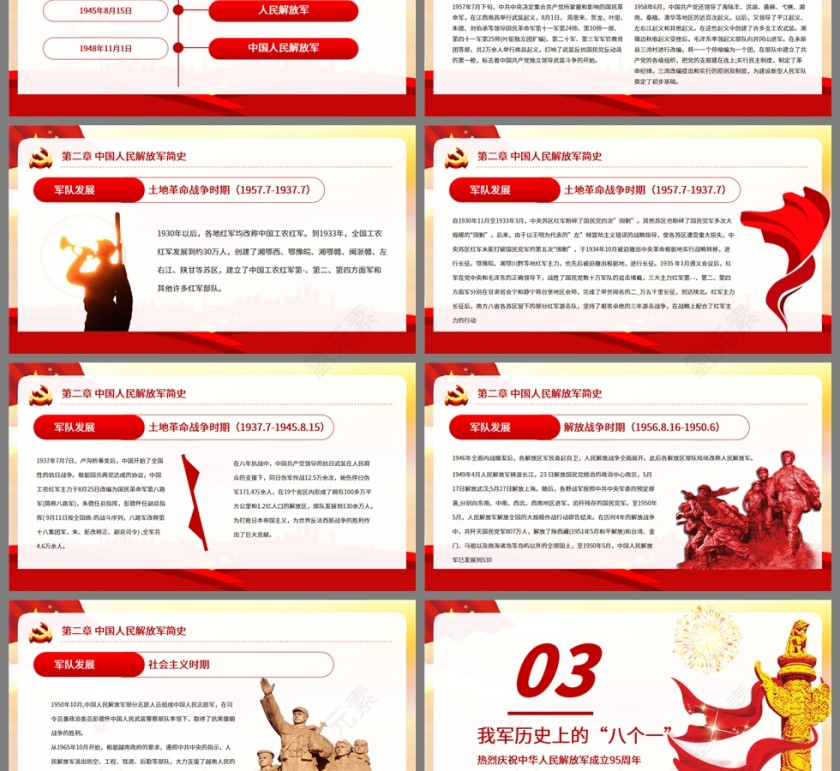 红色党政风八一建军节热烈庆祝中华人民解放军成立95周年PPT模板第3张