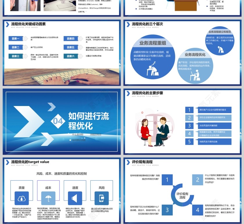 蓝色流程管理培训课件PPT模板第4张