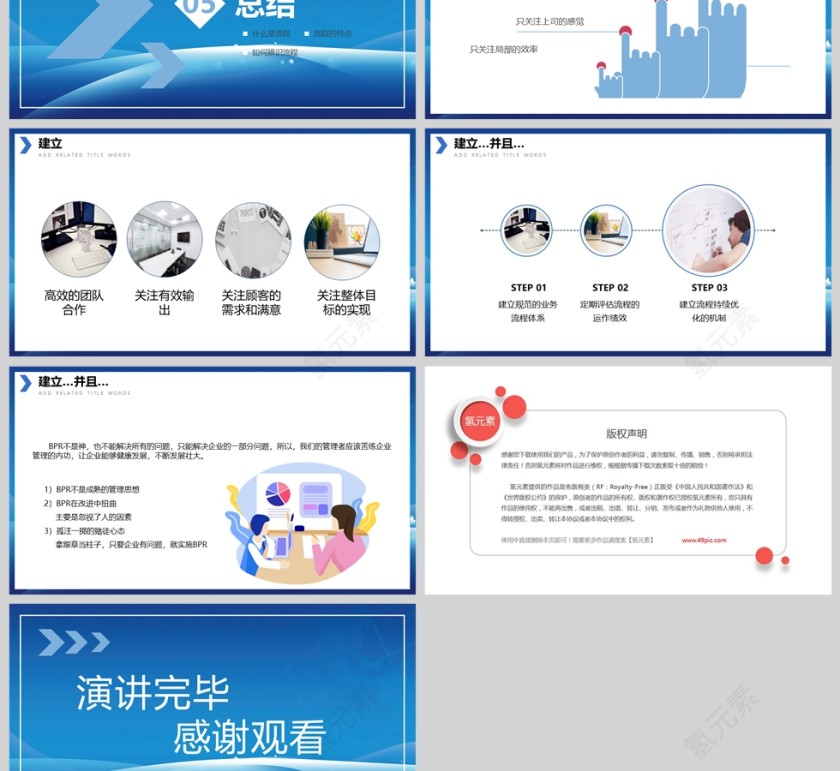 蓝色流程管理培训课件PPT模板第7张