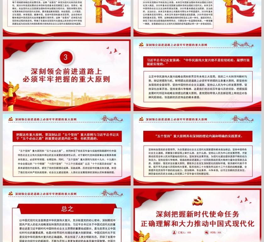 红色党政风深刻把握新时代使命任务正确理解和大力推动中国式现代化PPT模板第3张