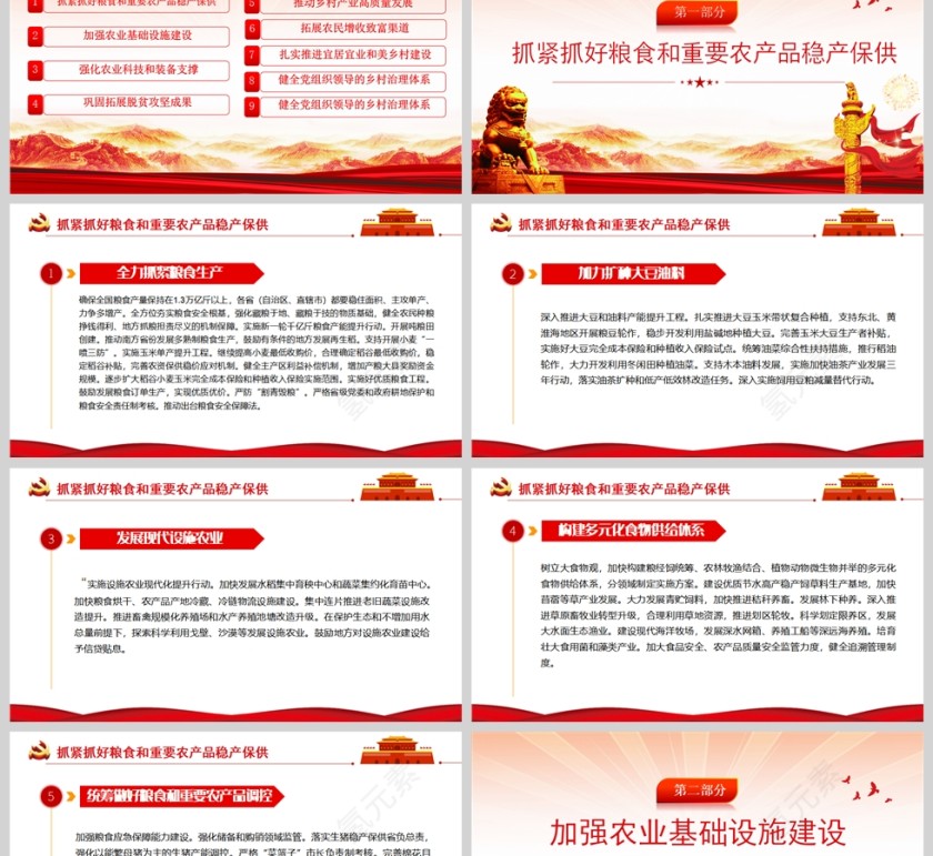 红色党政风关于做好2023年全面推进乡村振兴重点工作的意见PPT模板第2张