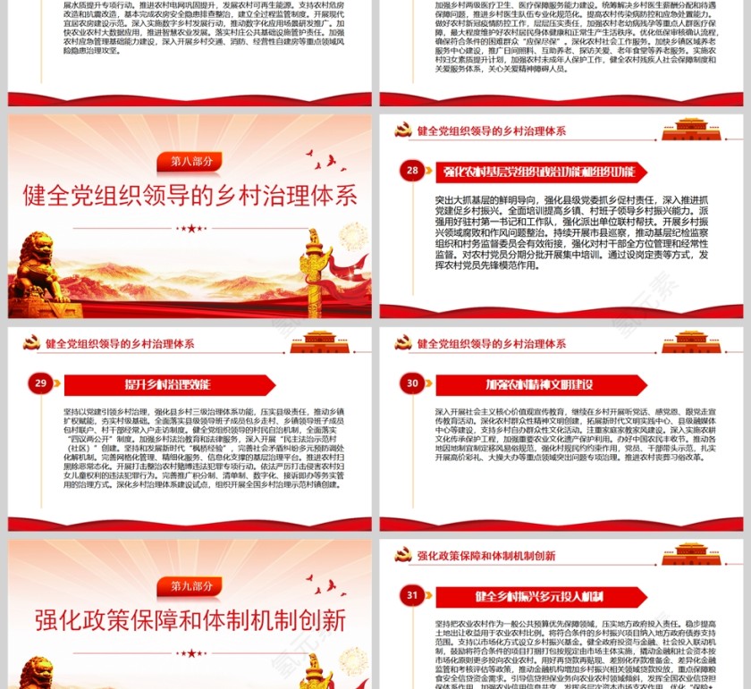 红色党政风关于做好2023年全面推进乡村振兴重点工作的意见PPT模板第7张