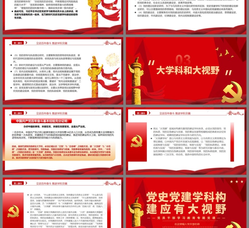 红色党政风党史党建学科构建应有大视野PPT模板第3张