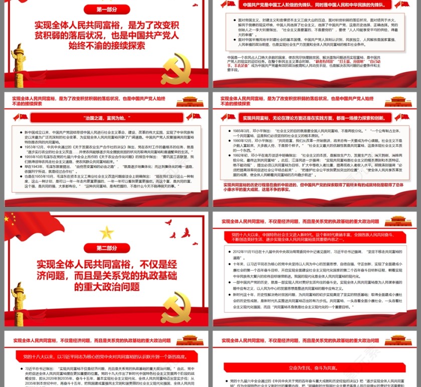 红色党政风共同富裕中国共产党始终不渝的接续探索PPT模板第2张