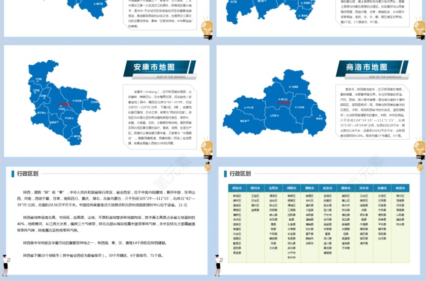 精美地图陕西省地图PPT第3张