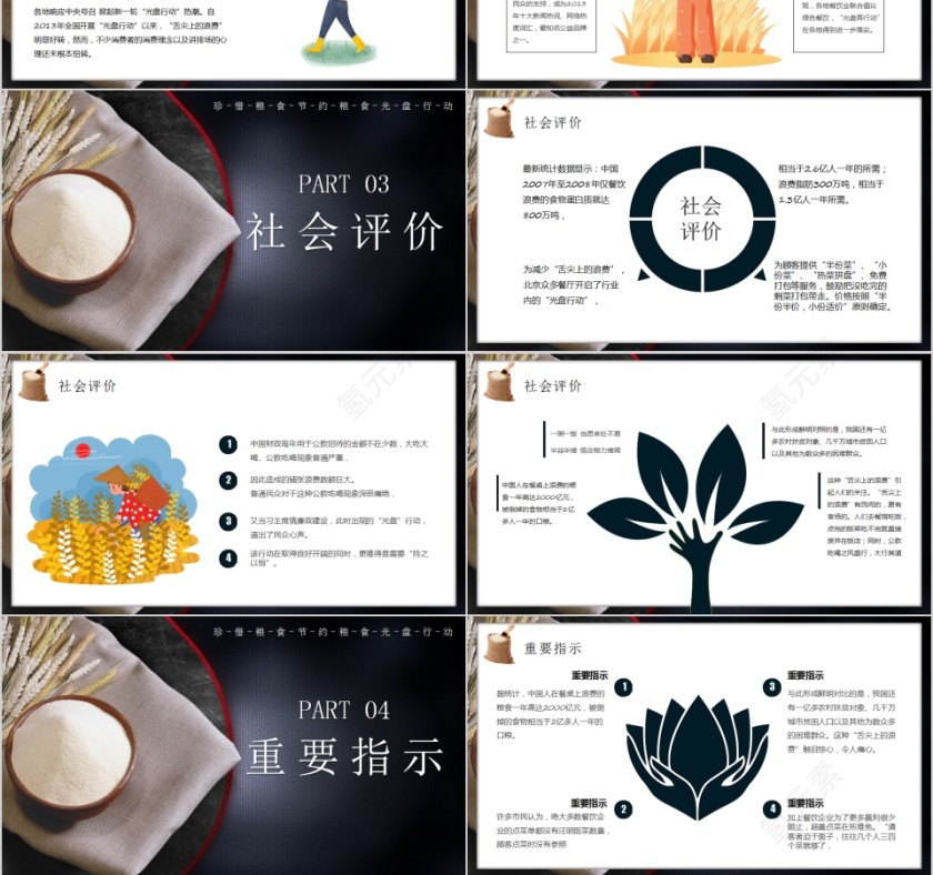 节约粮食光盘行动PPT模板第3张