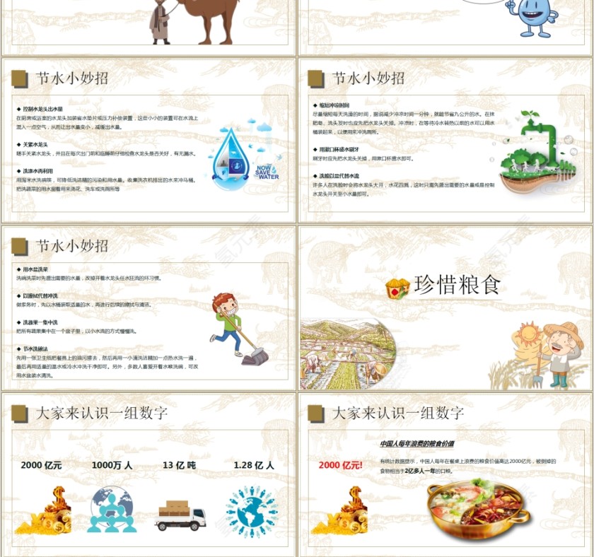 节约用水珍惜粮食主体班会PPT模板第3张