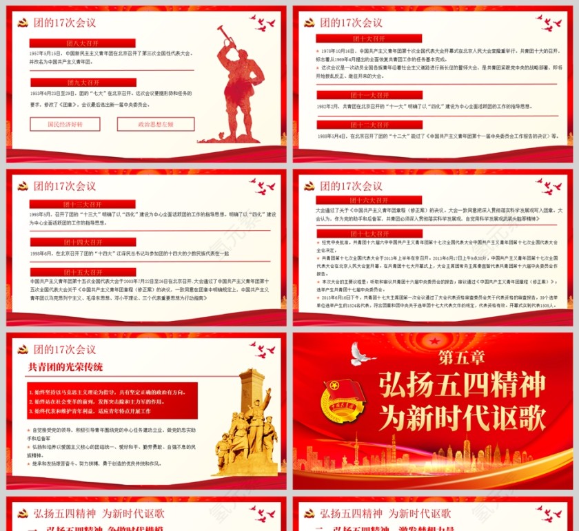 红色党政风中国共青团发展史历程团课共青团团课PPT模板第5张