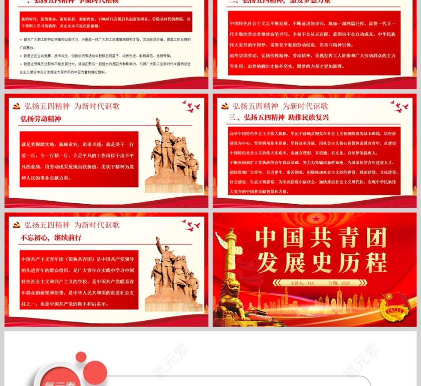 红色党政风中国共青团发展史历程团课共青团团课PPT模板第6张