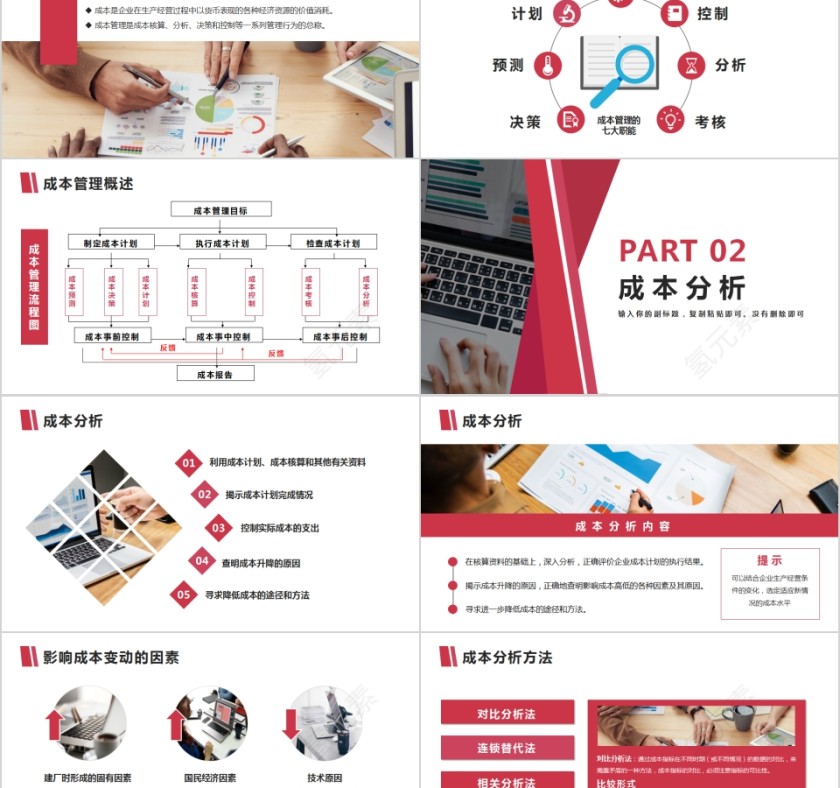 简约商务成本分析与报告PPT模板第2张