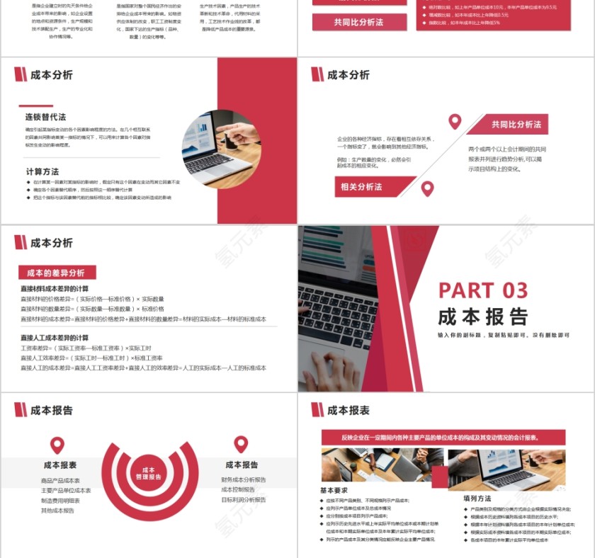 简约商务成本分析与报告PPT模板第3张