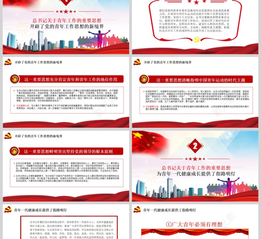 红色党政风共青团100周年PPT模板第2张