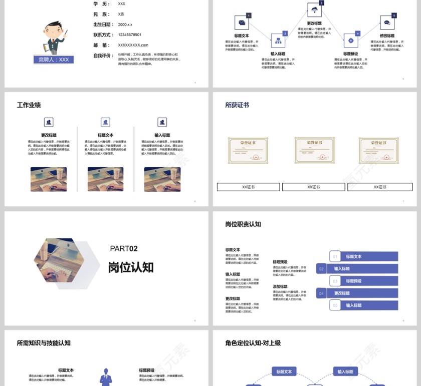 蓝色简约个人简历竞聘PPT模板第2张