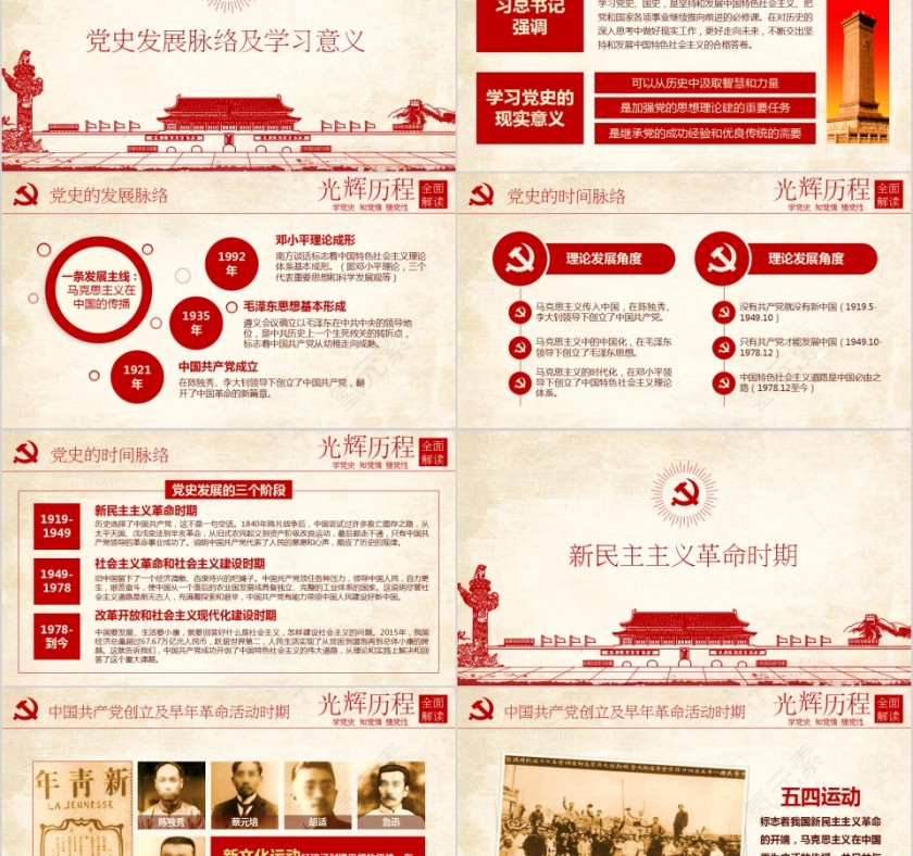 简约清新中国共产党党史及成就展PPT第2张