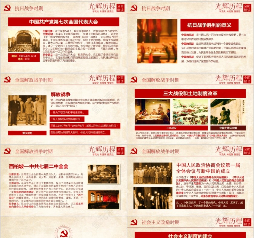 简约清新中国共产党党史及成就展PPT第7张