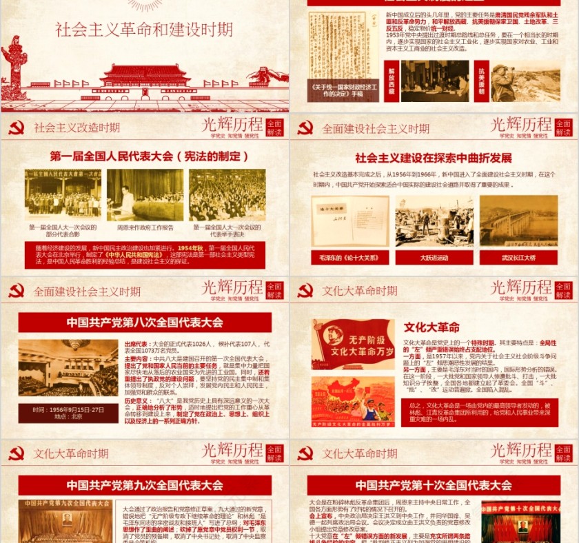 简约清新中国共产党党史及成就展PPT第8张