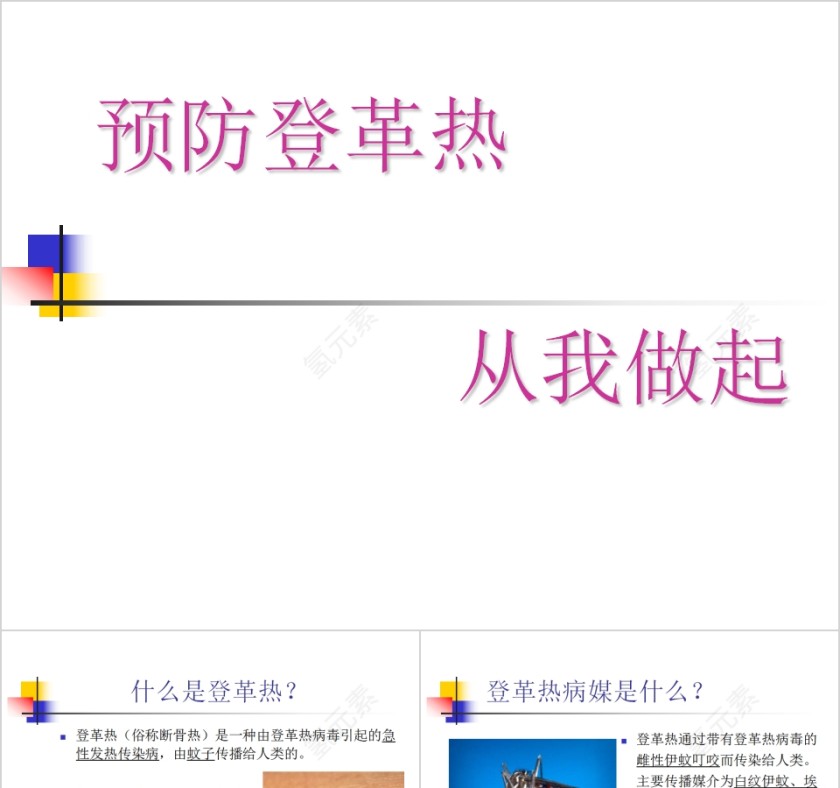 简约清新预防登革热从我做起PPT模板第1张