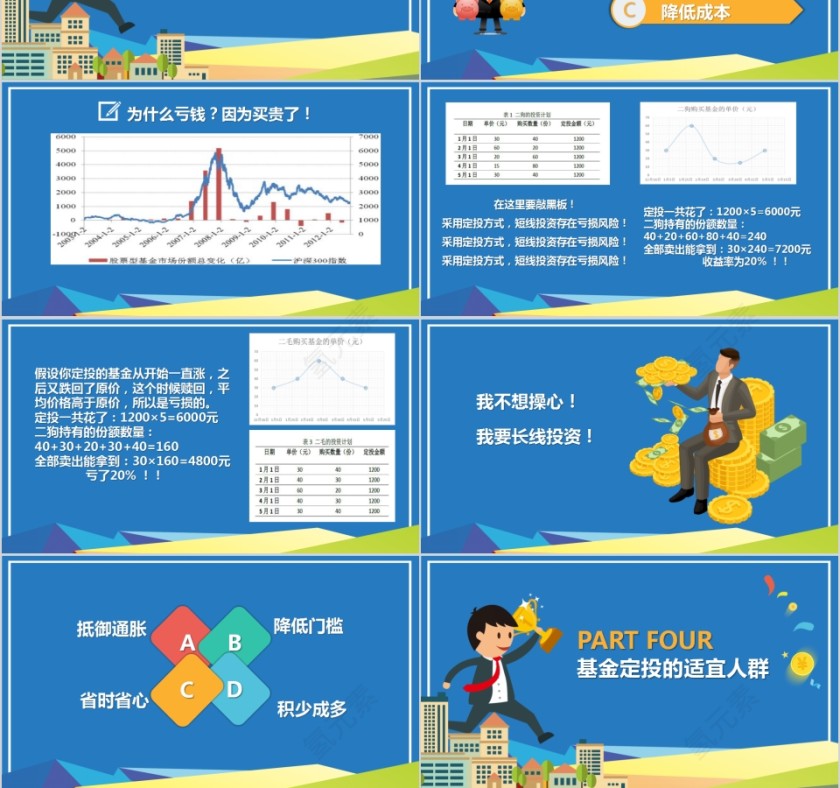 简约蓝色基金定投PPT模板第3张