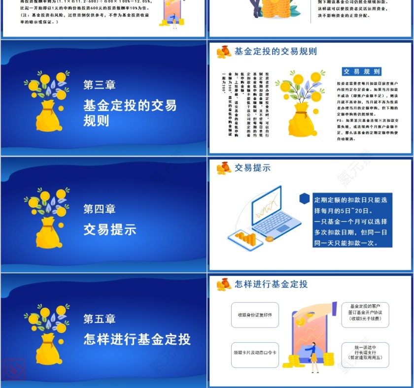 蓝色简约懒人理财的好方法基金定投PPT模板第3张