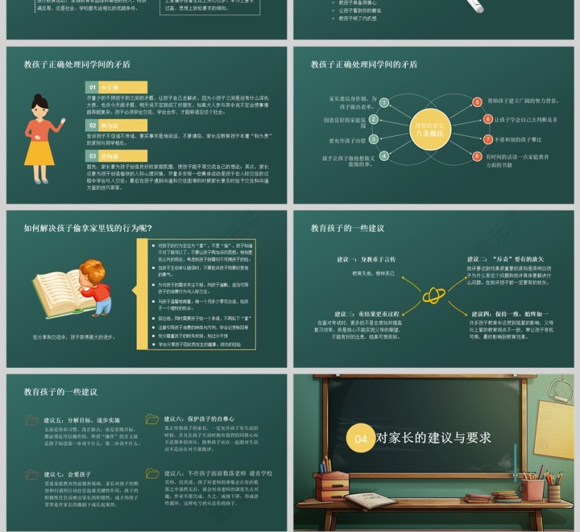 黑板风小学六年级期末家长会PPT模版第4张