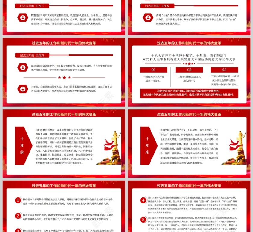 红色党政风深入学习贯彻党的二十大报告全文PPT模板第3张