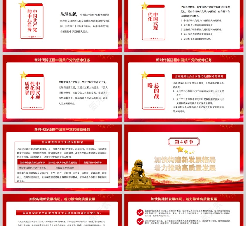 红色党政风深入学习贯彻党的二十大报告全文PPT模板第6张