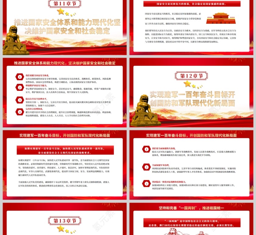 红色党政风深入学习贯彻党的二十大报告全文PPT模板第10张