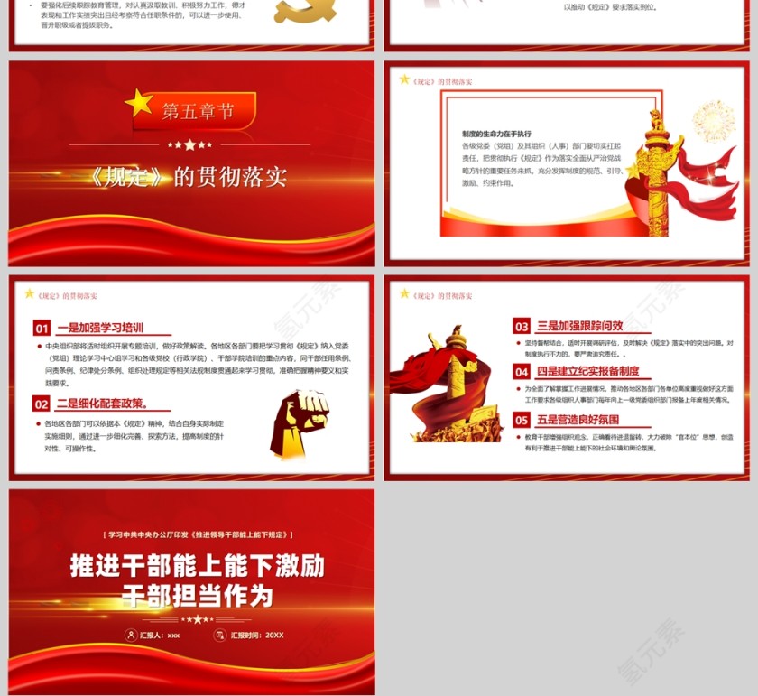 红色党政风推进干部能上能下激励干部担当行为PPT模板第4张