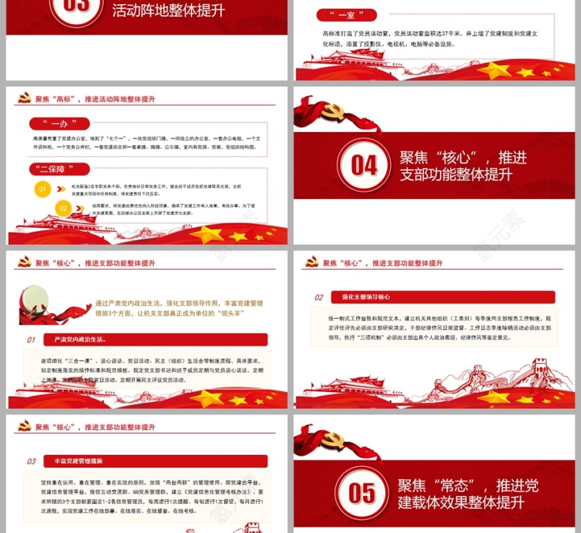 2022年党建党政年终工作汇报总结PPT模板第3张