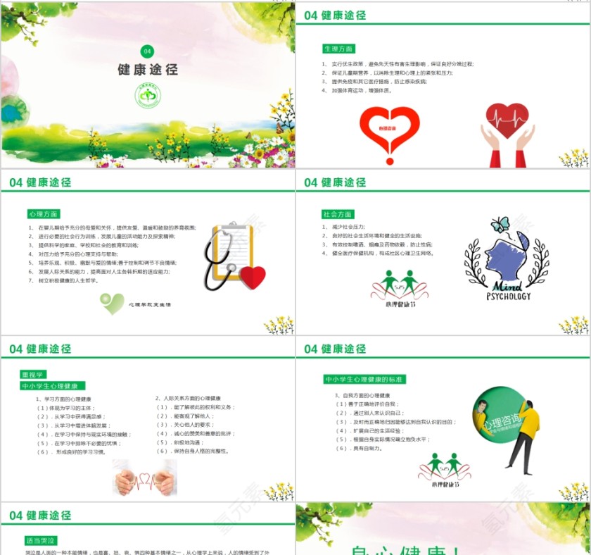 清新卡通心理健康心理教育PPT模板第4张