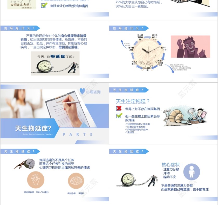 拖延心理学心理咨询健康教育PPT模板第3张