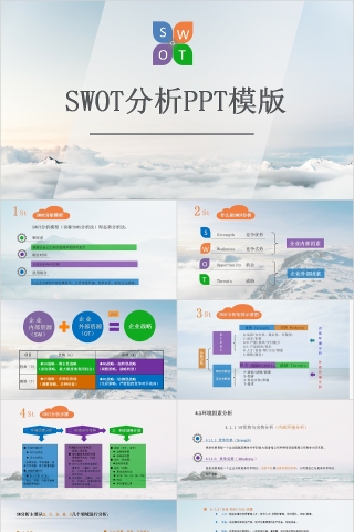 简约商务清新SWOT分析PPT模版