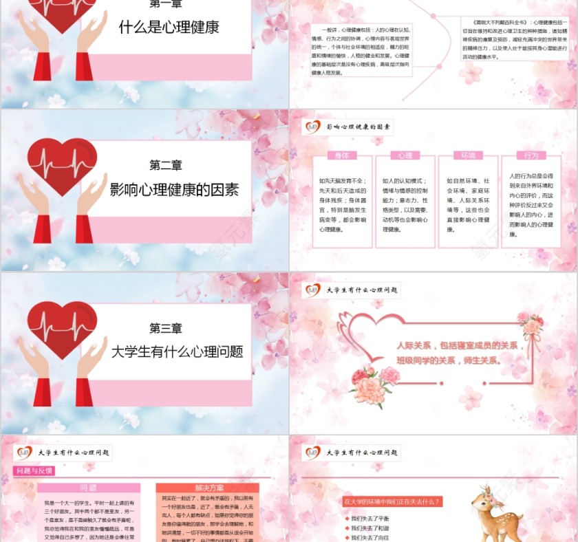 简约粉色大学生心理健康教育PPT模板第2张