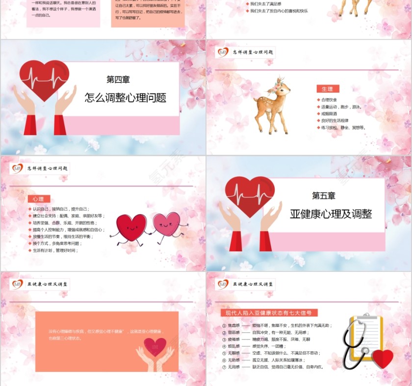 简约粉色大学生心理健康教育PPT模板第3张