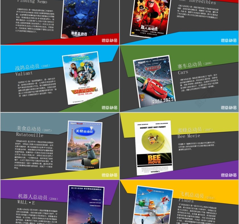 动画电影总动员PPT模板第2张