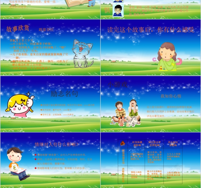 可爱卡通我的情绪我做主心理健康主题班会PPT模板第3张