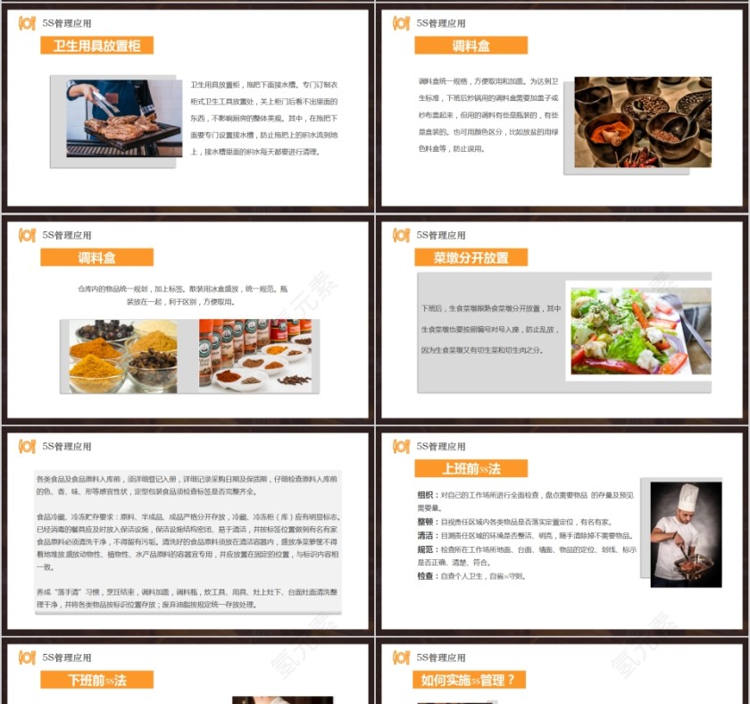 简约商务餐厅厨房5S管理PPT模板第4张