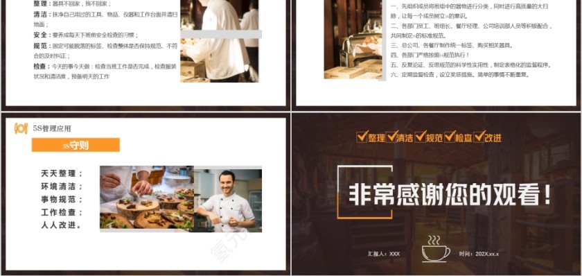 简约商务餐厅厨房5S管理PPT模板第5张