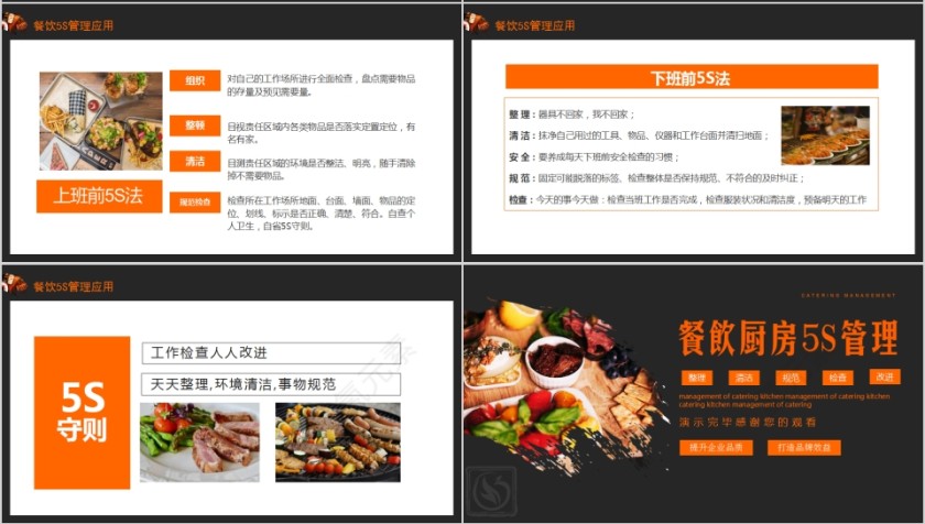 商务简约餐饮厨房5S管理PPT模板第4张