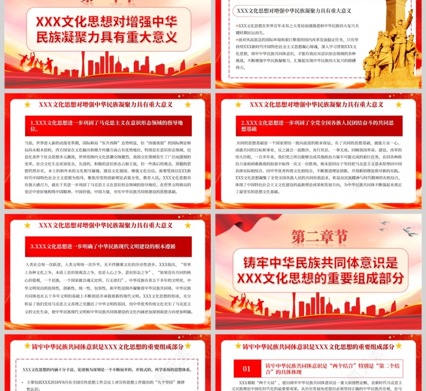 红色党政风加强中华民族共同体意识PPT模板第2张