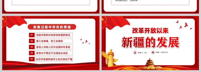 红色党政风改革开放以来新疆的发展PPT模板第4张
