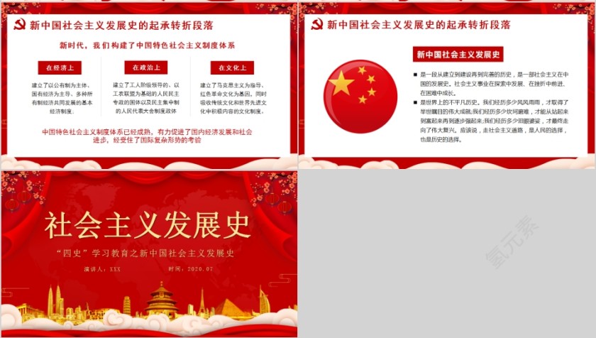 简约“四史”学习教育之新中国社会主义发展史PPT模板第4张