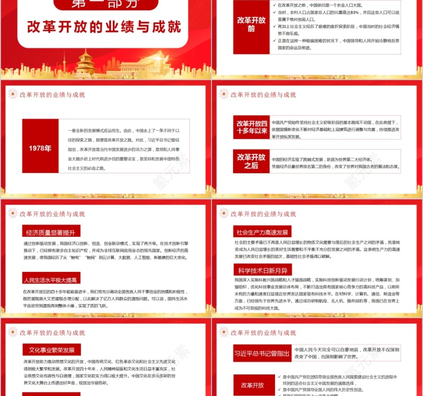红色大气“四史”学习教育之改革开放史PPT模板第2张