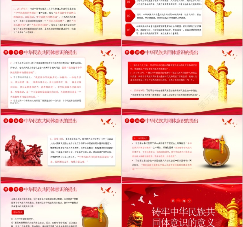 红色党政风铸牢中华民族共同体意识PPT模板第2张