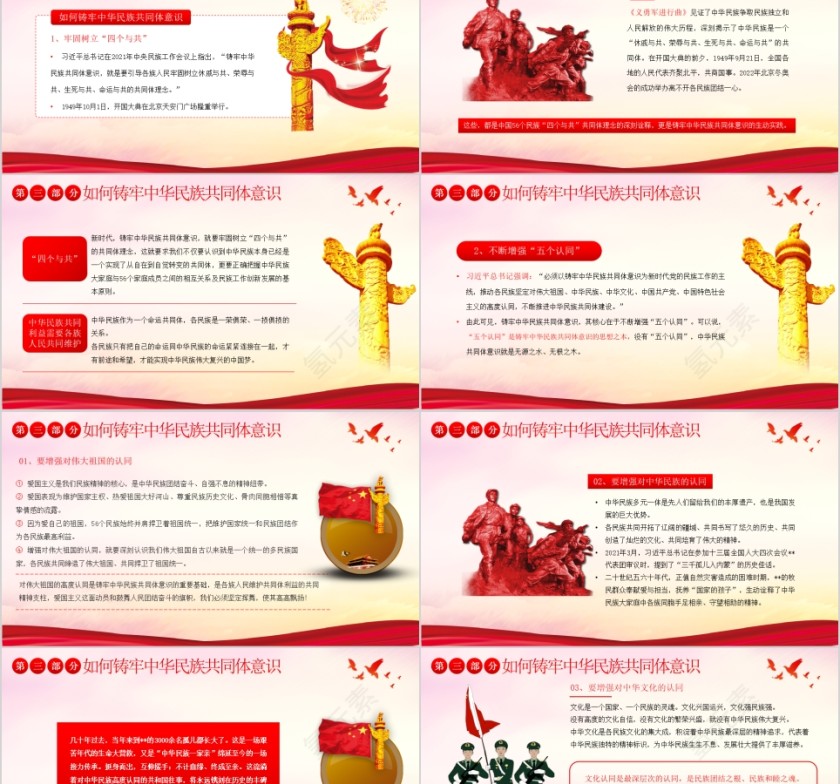 红色党政风铸牢中华民族共同体意识PPT模板第5张