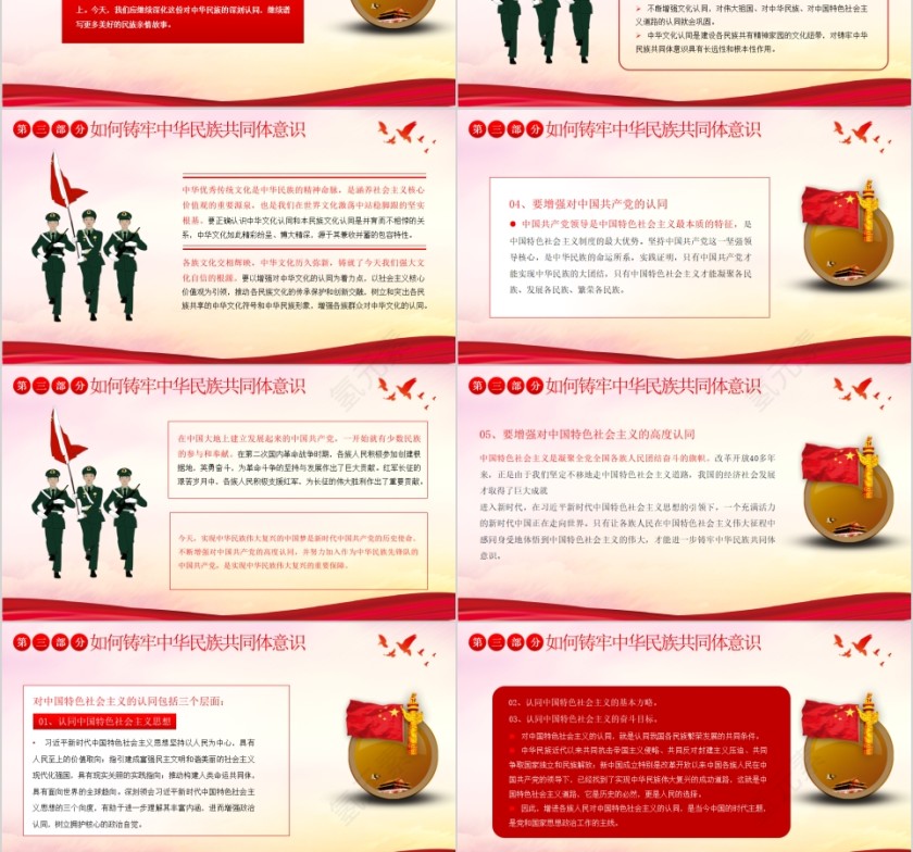 红色党政风铸牢中华民族共同体意识PPT模板第6张